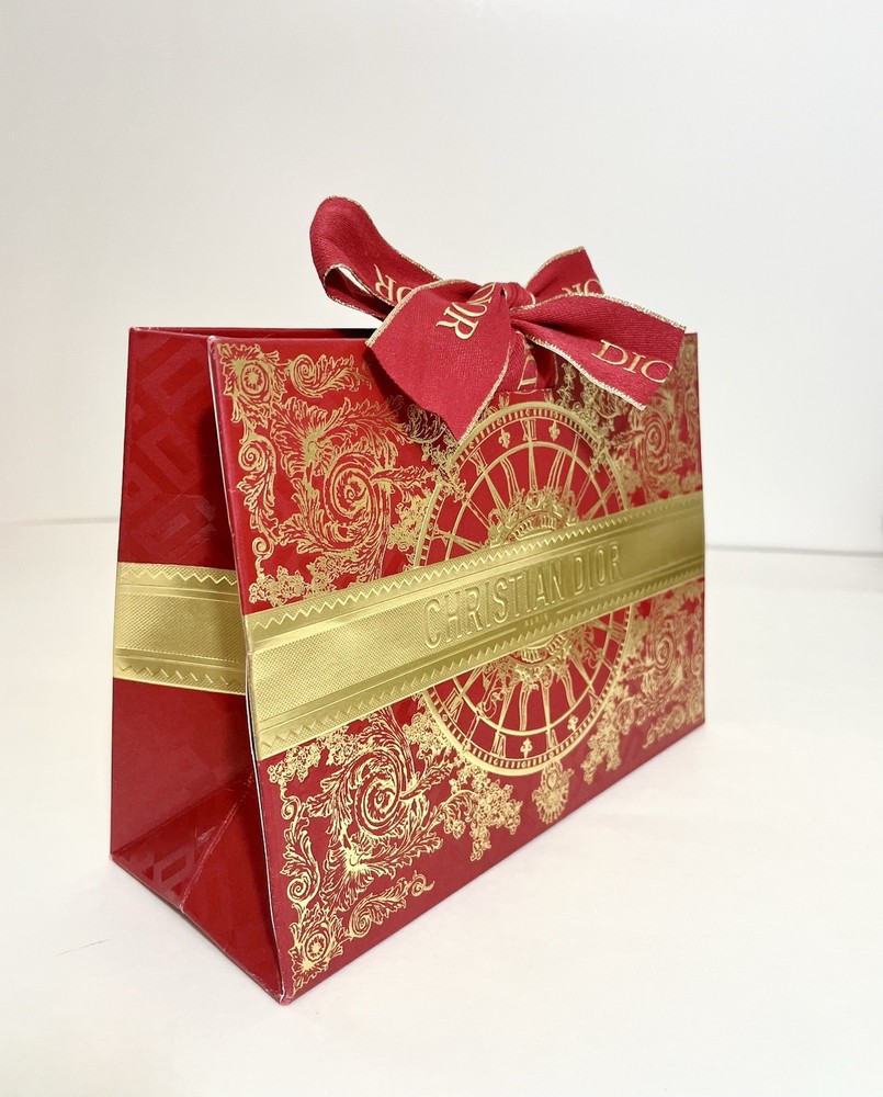 Limited Edition Dior Red & Gold Gift Bag with Authentic Box