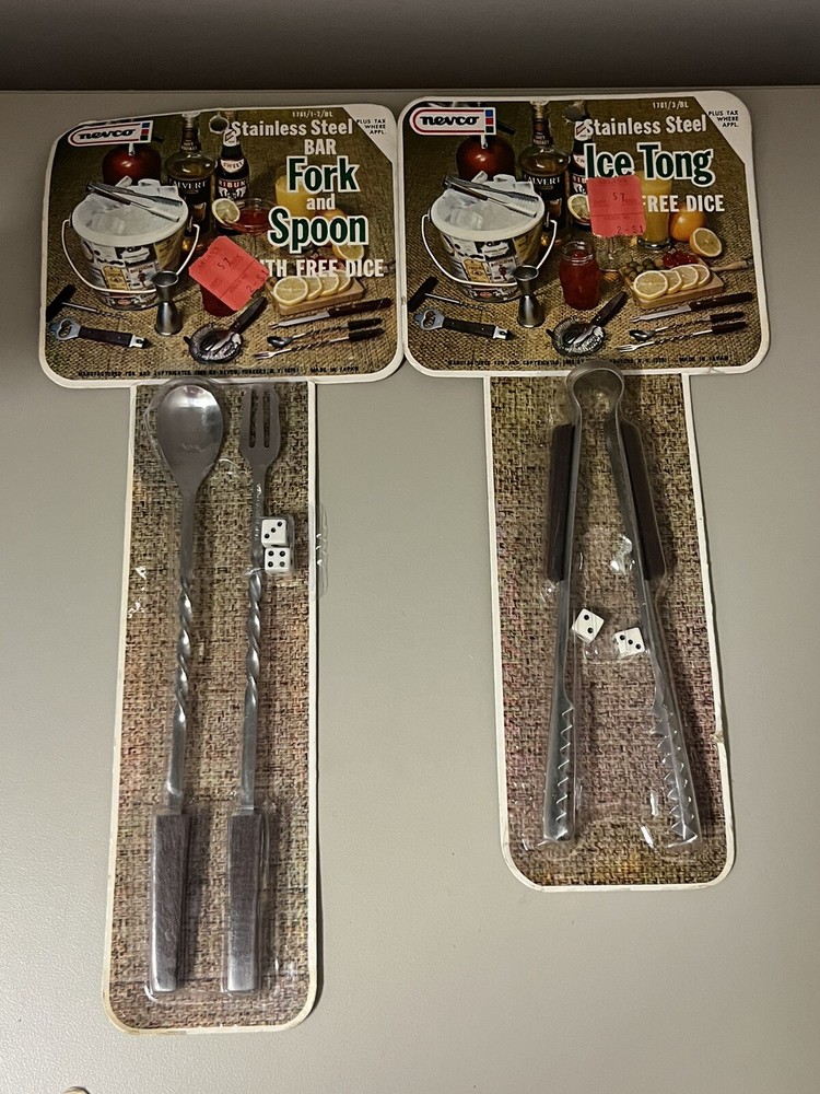 Vintage 1960s Nevco Stainless Steel Mini Dice Barware Lot Of 2