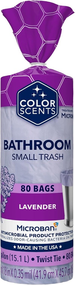 Color Scents Small Trash Bags - 4 Gallon, 80 80 Count (Pack of 1), Purple