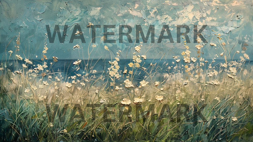 Oil Painting Digital Art Wallpaper of Wildflower Field for Desktop  -image