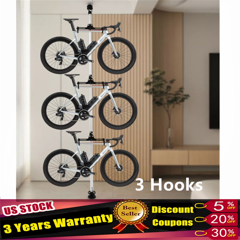 3 Bike Storage Rack Stand, Free Standing Vertical Bike Rack Holds Up to 30 kg