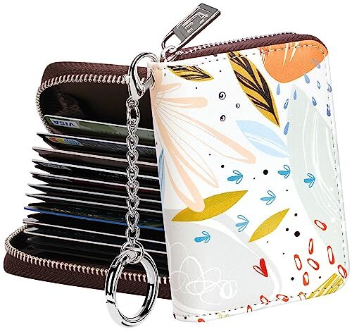 Slim White Graffiti Zipper Credit Card Wallet for Men & Women-image