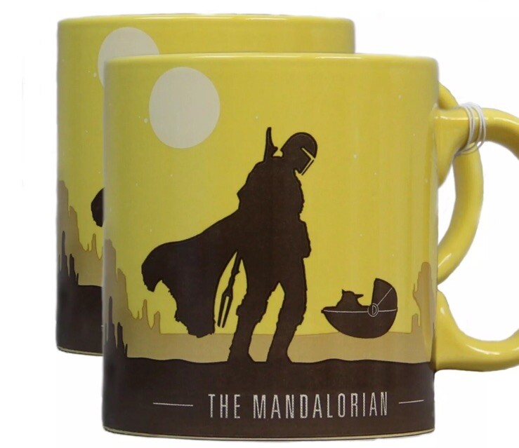 Star Wars The Mandalorian Yellow Silhouette Ceramic Large Coffee Mug 20oz (2ct)