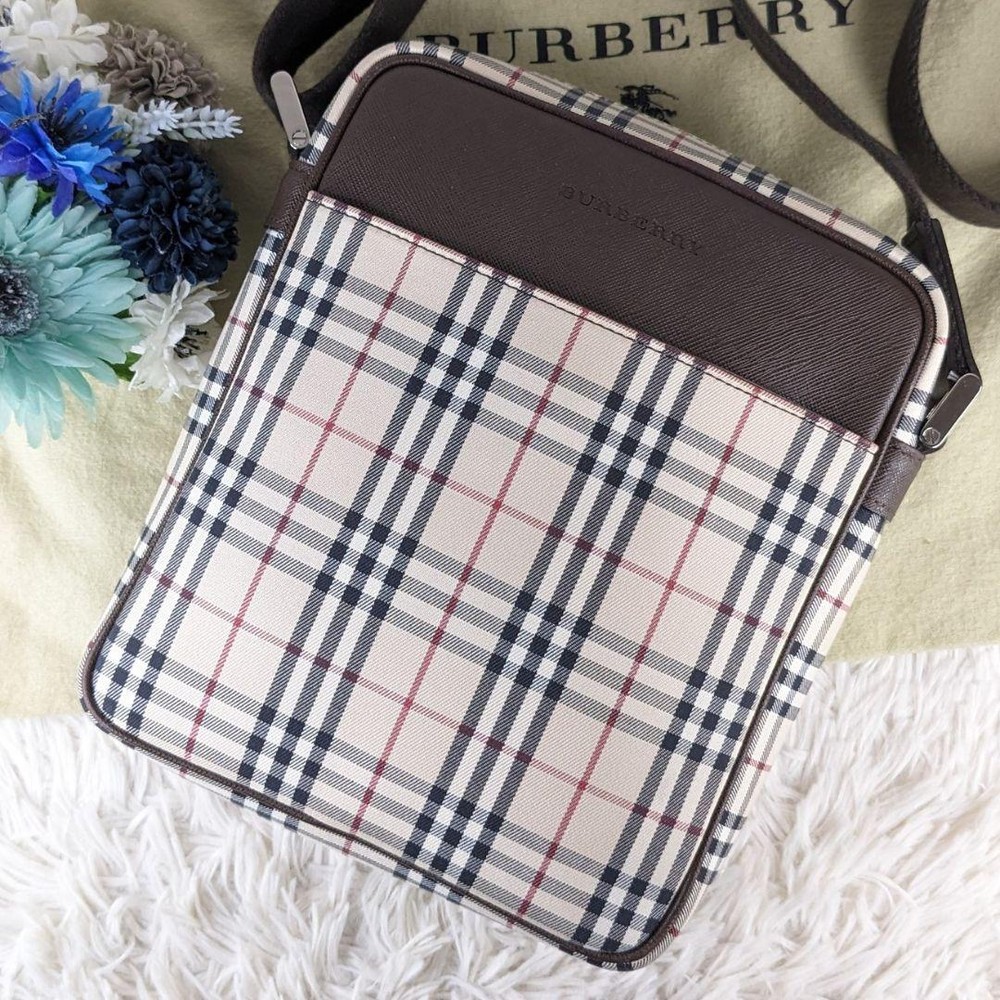 Burberry Shoulder Bag Nova Check Canvas Beige Authentic F10251660