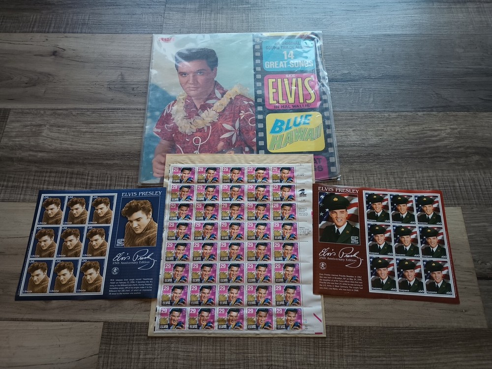 Elvis Blue Hawaii Album.And 3 Booklets Of Stamps
