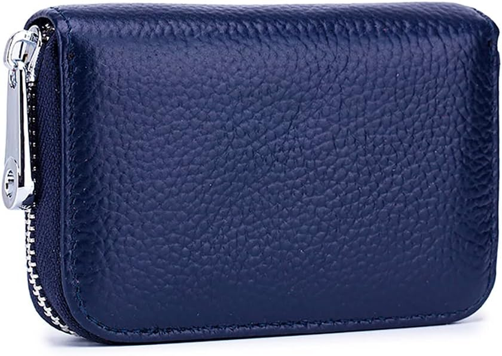 RFID Credit Card Holder Genuine Leather Credit Card Wallet with Zipper