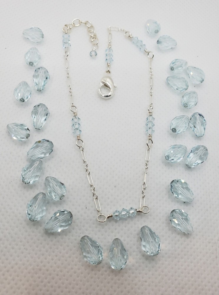 💎 SWAROVSKI Aquamarine CRYSTAL ANKLET Sterling NEW~ Beautiful RARE Color!