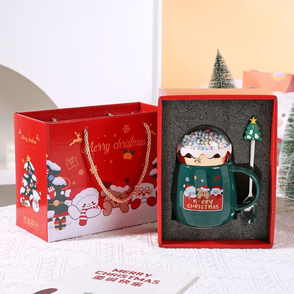 Christmas Mug Christmas Coffee Tea Cup with Spoon Box Set for Christmas Gift
