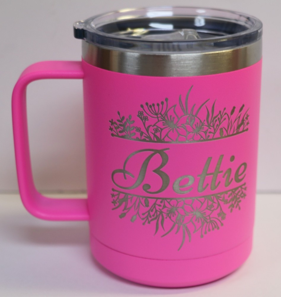 Personalized Floral 15oz Double Wall Insulated Coffee Mug-image