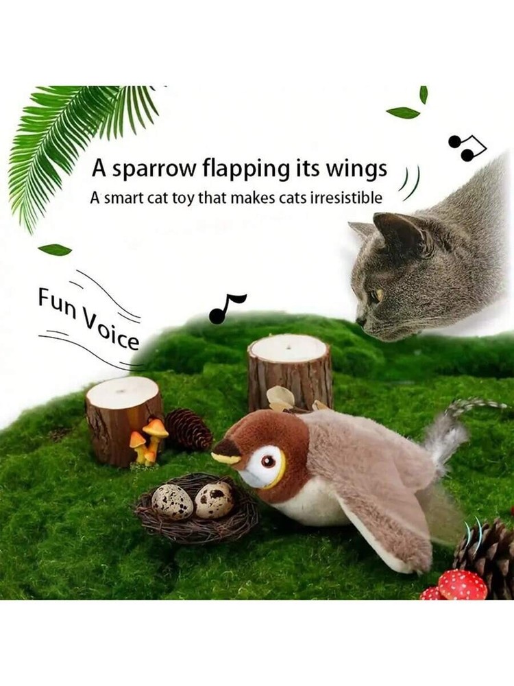 USB Interactive Flying Bird Cat Toys Electronic Pet Simulation Sparrow Toy USA