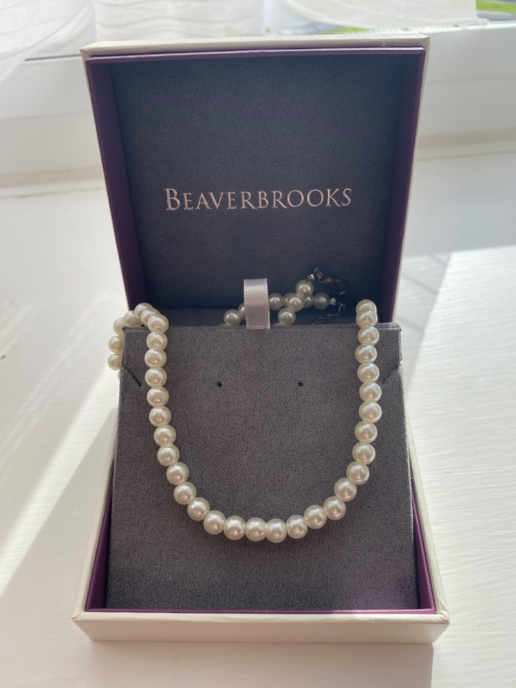 Pearl Effect Necklace 22 Inches Long Opened Elegant Style