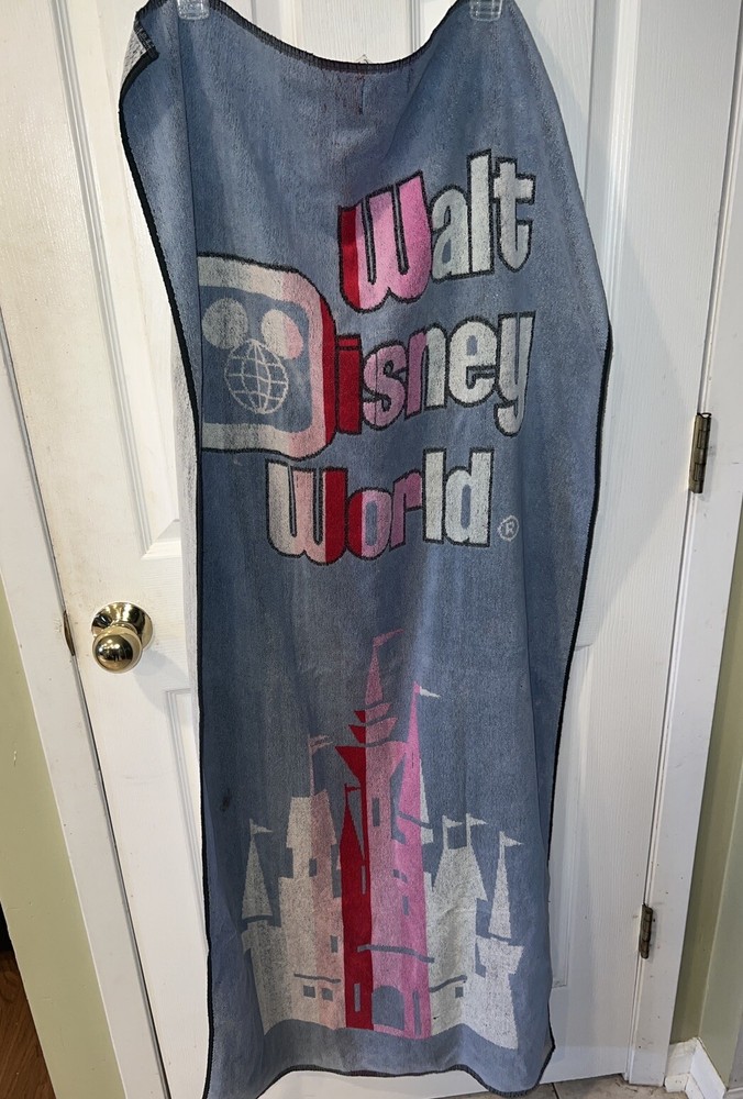 Vintage Disney Rainbow Castle Beach Towel 100% Cotton Retro Nostalgic