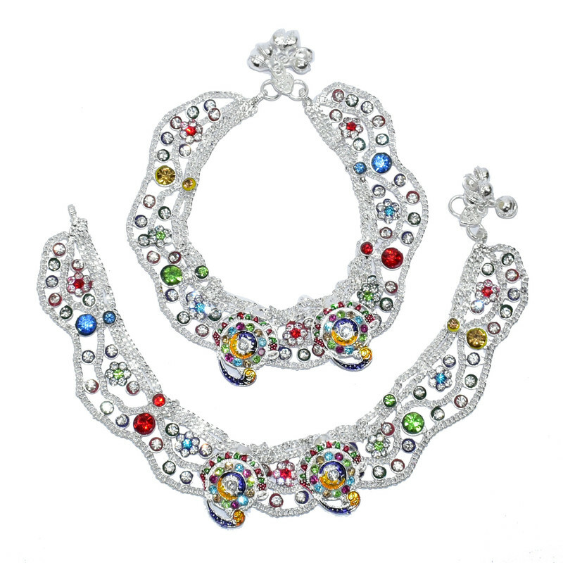 Anklet Payal  Barefoot Chain Mulitcolor Ankle Payal Bracelet Bridal Foot Jewelry-image