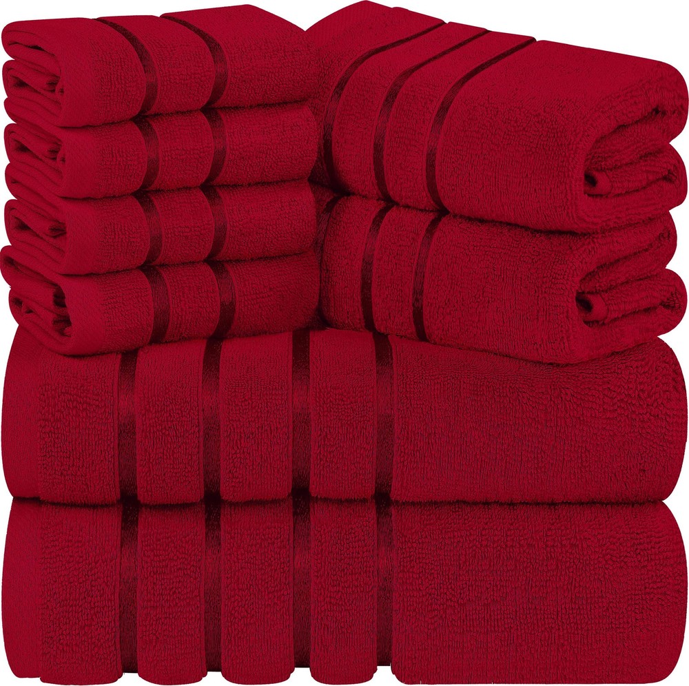8-Piece Luxury Towel Set with 2 Bath, 2 Hand Towels, and 4 Washcloths, 600 GSM