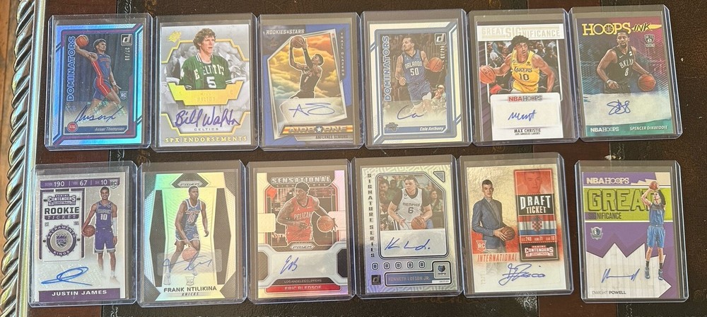 Lot of 24 NBA and NFL Auto Ausar Walton Simons Sikma Lofton Zubac Christie Cole