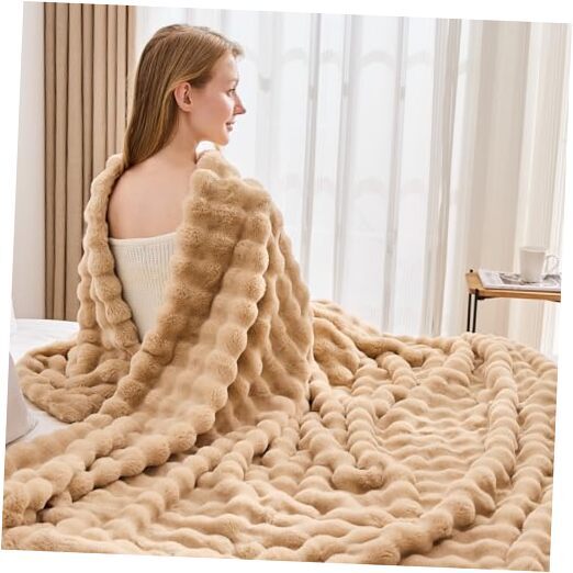 Faux Fur Throw Blanket Bubble Blanket Thick Warm Soft for Throw(50