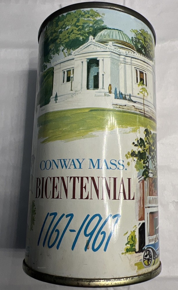 Conway, MA Bicentennial 1767-1967 Coin Bank-Can w/ Colorful Conway Scenes-5x2.5