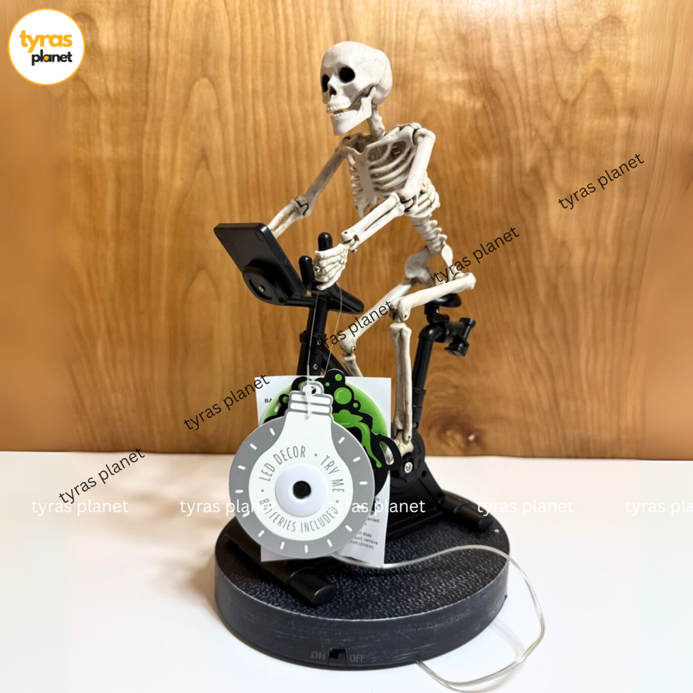Spooky Halloween Exercise Bike with Skeleton Dance Floor LED Lights and Motion