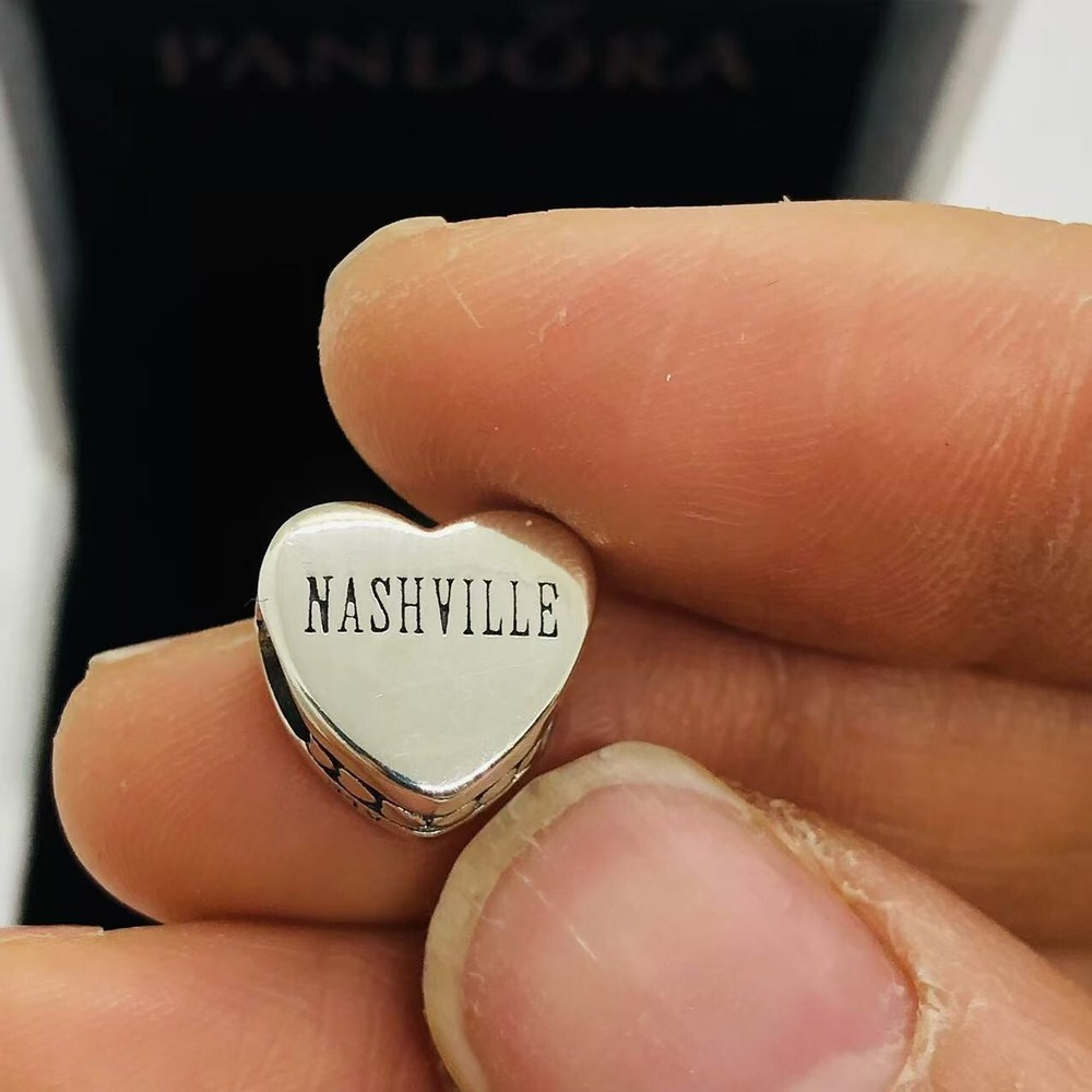 Pandora Nashville Exclusive S925 Sterling Silver Charm Bead with Gift Box