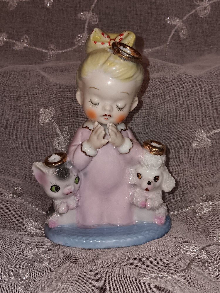 Napco Angel Woodland Angel with Sugared Pets Rare HTF Praying Figure