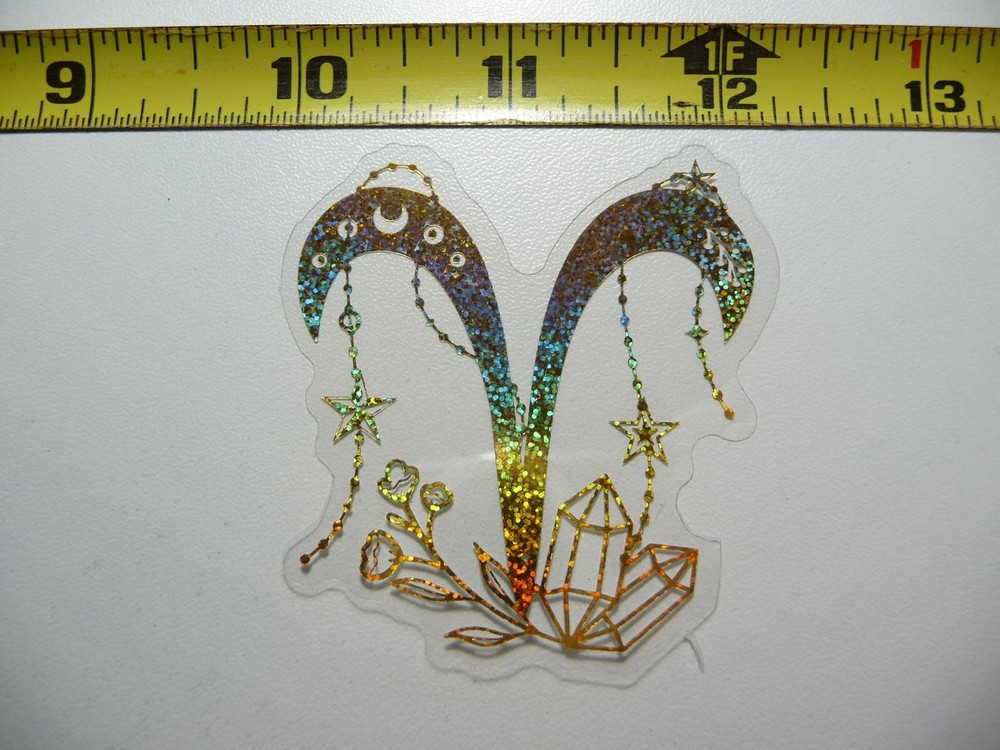 HOLOGRAPHIC ZODIAC ARIES SYMBOL STICKER DECAL HOROSCOPE SIGN BIRTH MONTH