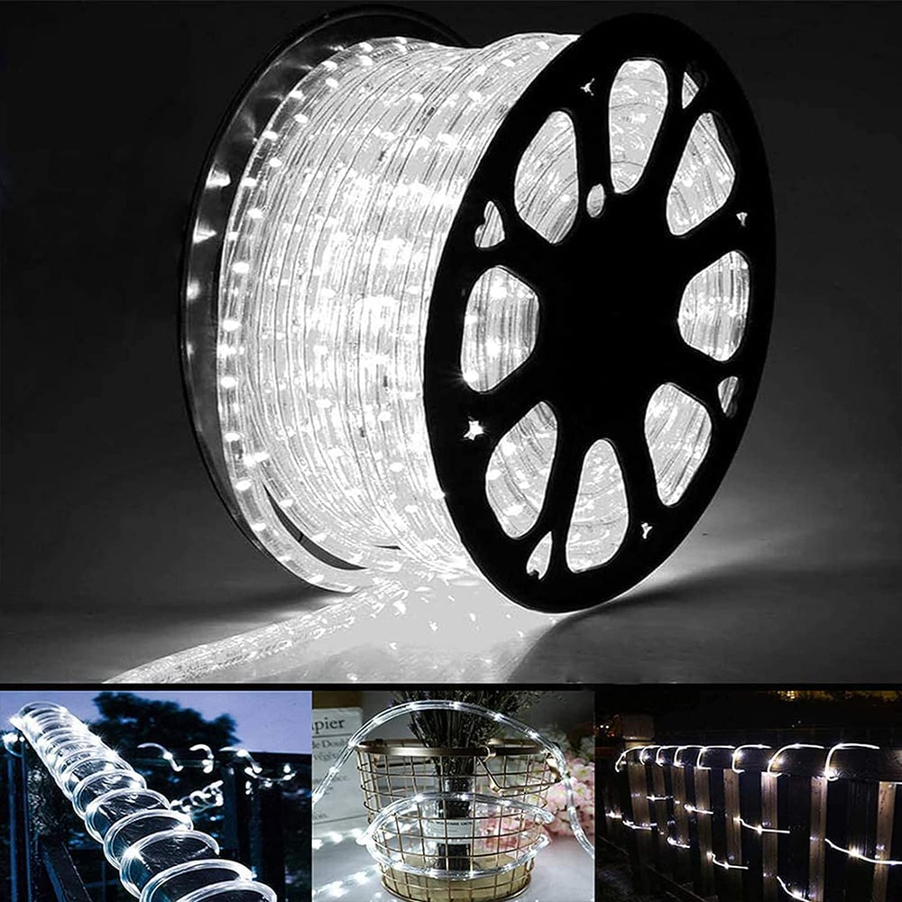 50Ft 360 LED Rope Lights Outdoor, Connectable and Flexible Tube Lights with 8 Mo