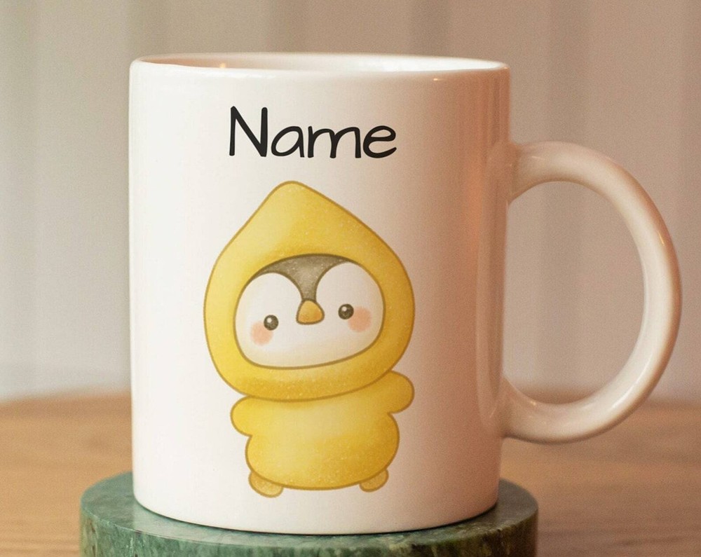 Custom Penguin Mug with Name - Kids Personalized Cup Gift