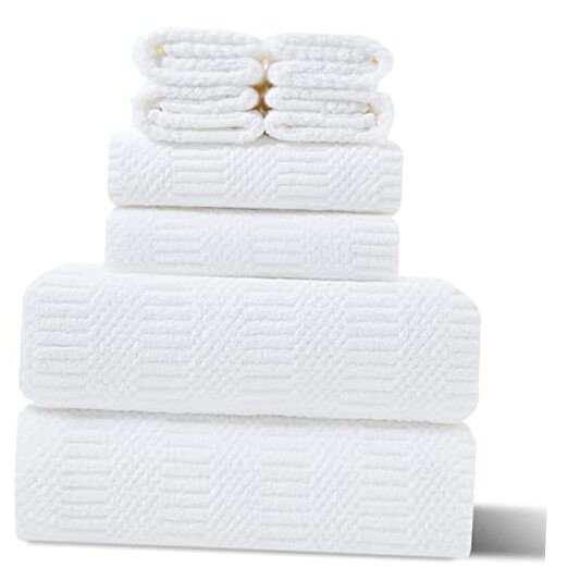 8-Piece Jumbo Bath Towel Set with 2 Oversized White Towels