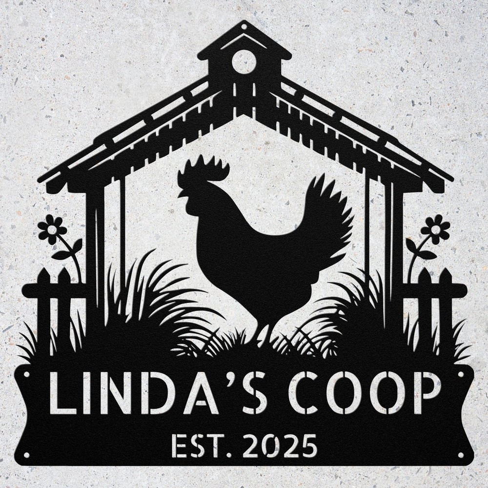 Custom Chicken Coop Metal Sign Farmhouse Hen House Decor Personalized Farm Signs