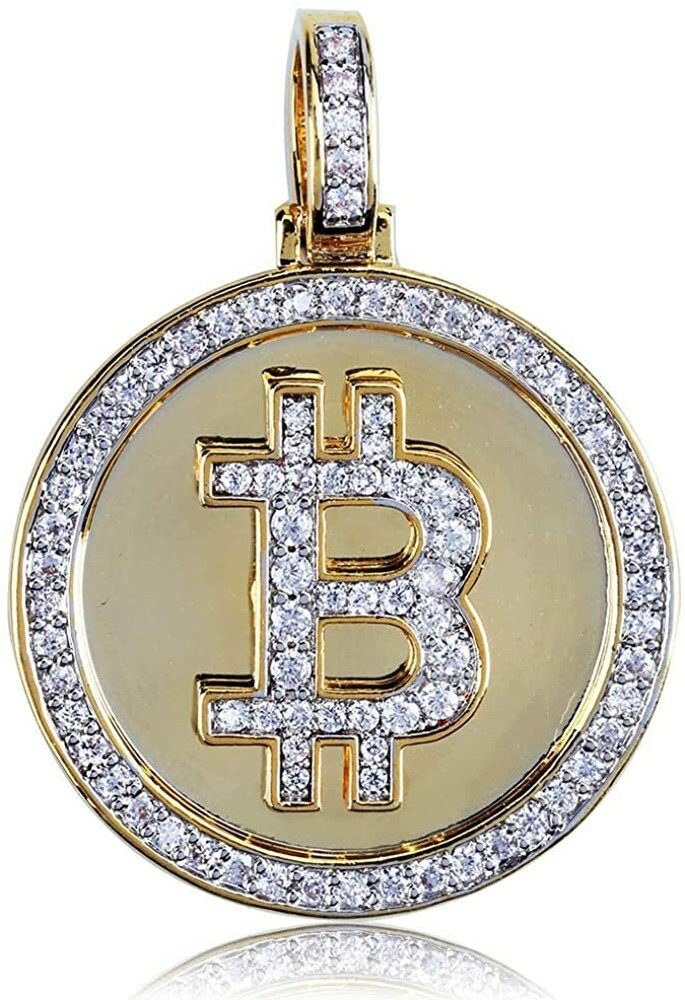 14K Gold Plated Bitcoin Cryptocurrency Pendant Necklaces Jewelry For Men / Women-image