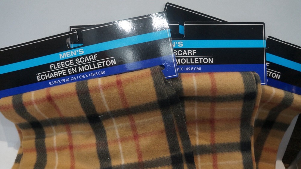 Men's Fringed Plush Fleece Scarf Burberry Plaid Brand New ONE PER PURCHASE