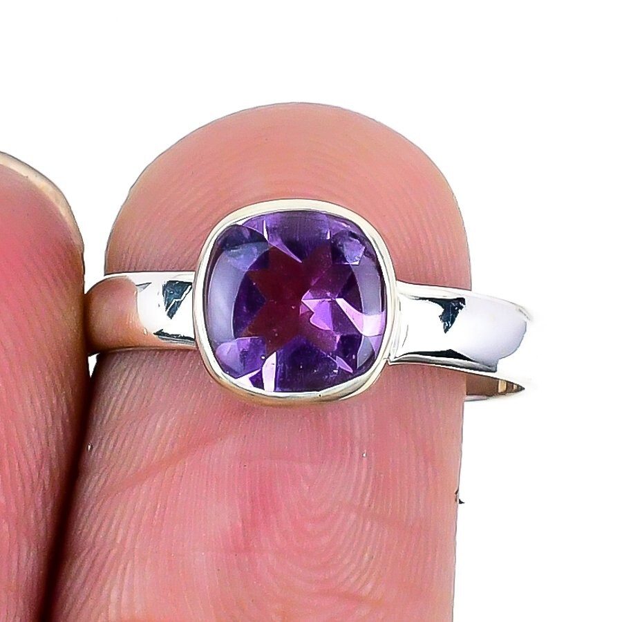 Thanks Giving Day Deal Amethyst Gemstone 925 Silver Statement Mother Ring US 8.5