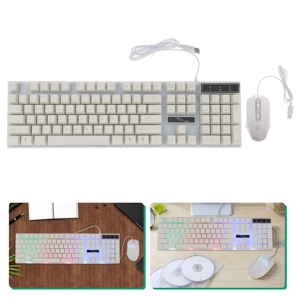 Wired Gaming Keyboard with LED Backlight Adjustable Height and Mouse Combo