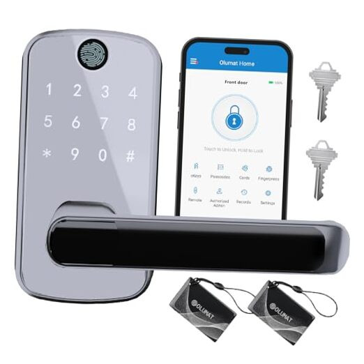 Smart Keyless Entry Door Lock with Fingerprint & Handle
