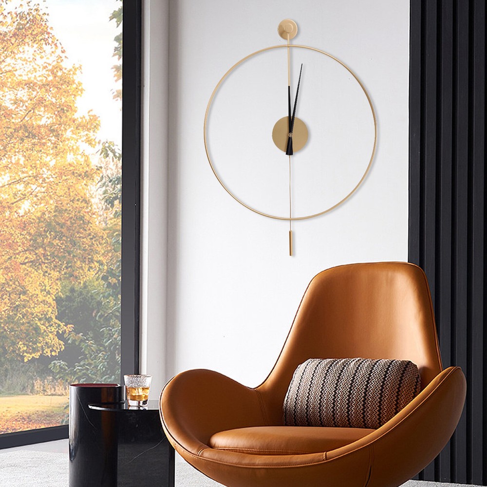 Swing Wall Clock Modern Design Silent Quartz Movement Elegant Living Room Decor