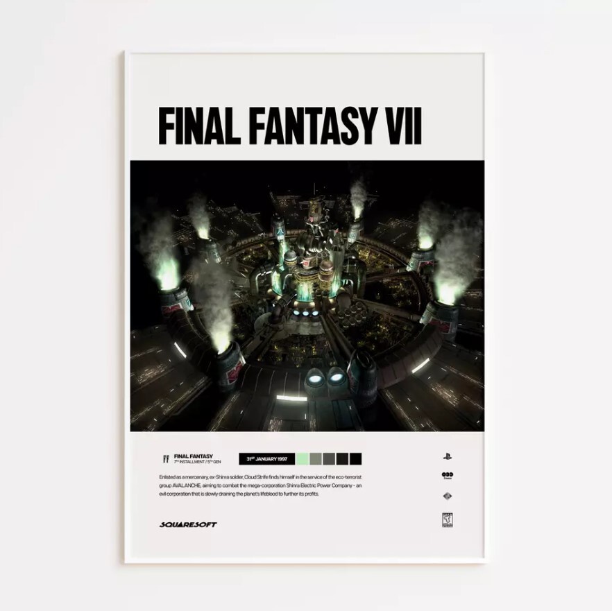 Final Fantasy VII (1997) Video Game Art Poster / Print