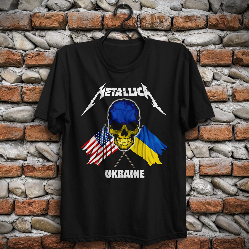Metallica Stand With Ukraine Retro T-Shirt Stop War Free Ukrainian Kirk Hammett