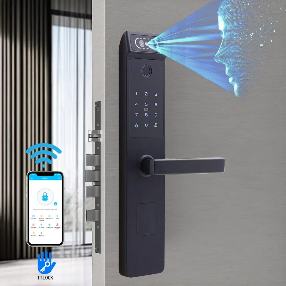 Biometric Smart Door Lock Face Recognition FingerPrint Passcode Security Lock-image
