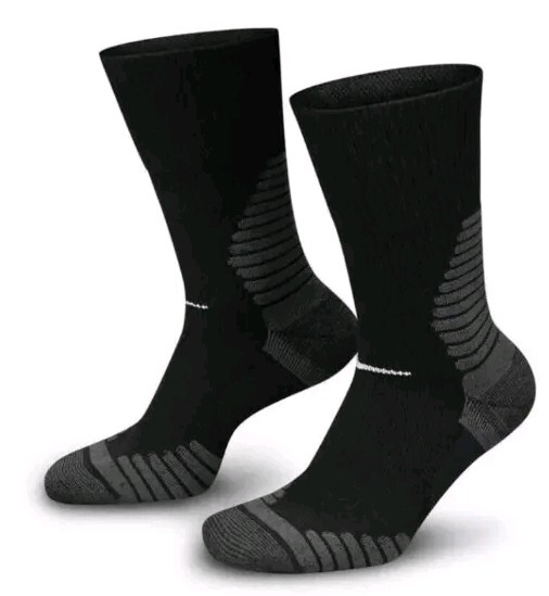 NEW NIKE OUTDOOR WOOL BLEND CREW SOCKS GREY/BLACK MEN 6-8 WMN 6-10