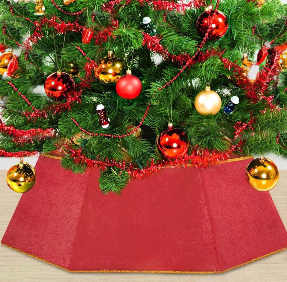 White Faux Fur Christmas Tree Collar Basket 25.19 Inch Holiday Decor