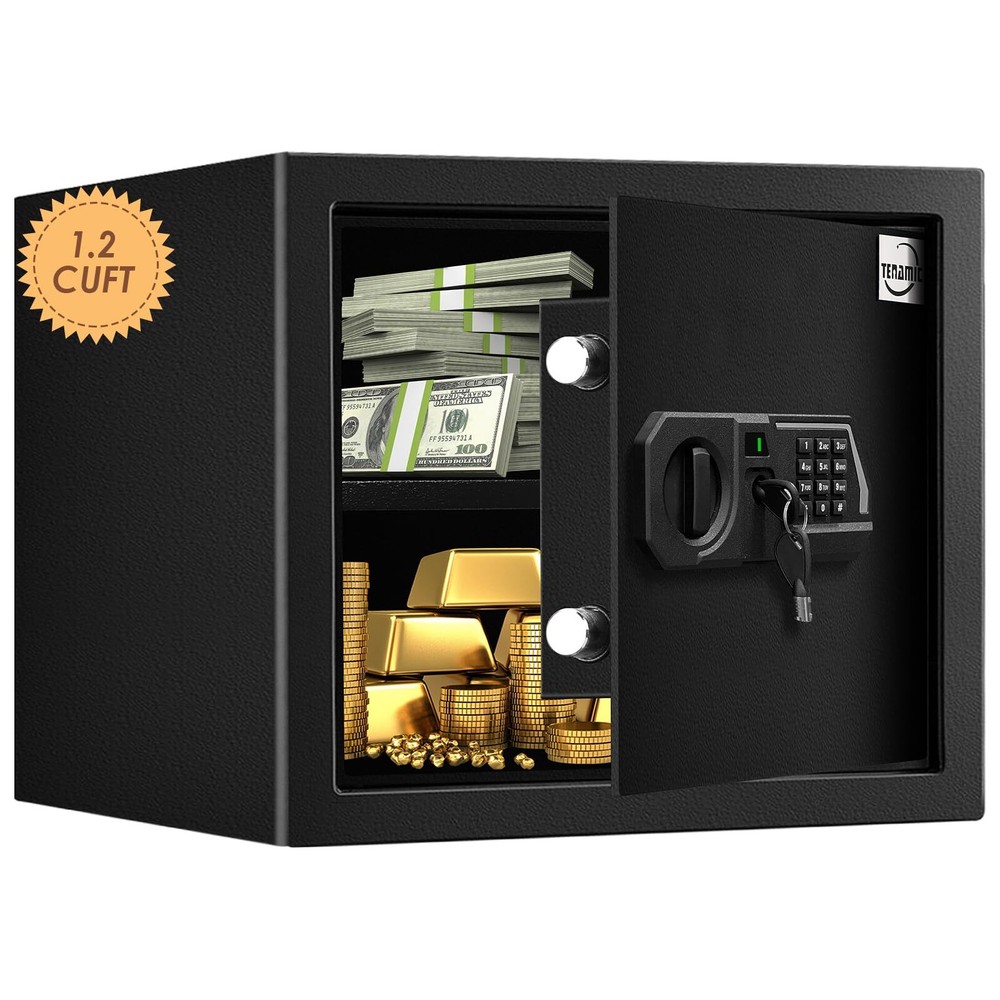Fireproof Digital Safe 1.2 Cuft with Keypad and LED Light Black