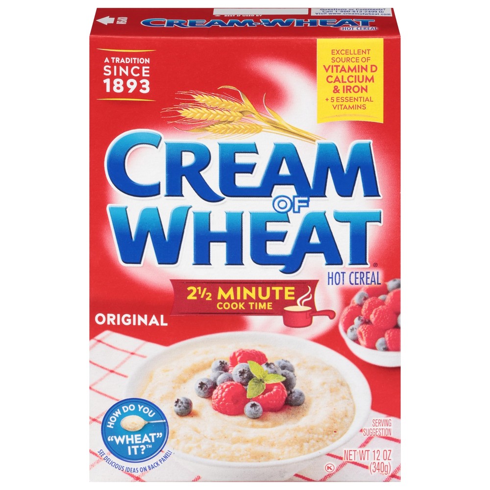 Cream of Wheat Original Stove Top Hot Cereal 2 1/2 Minute Cook Time 12 Ounce