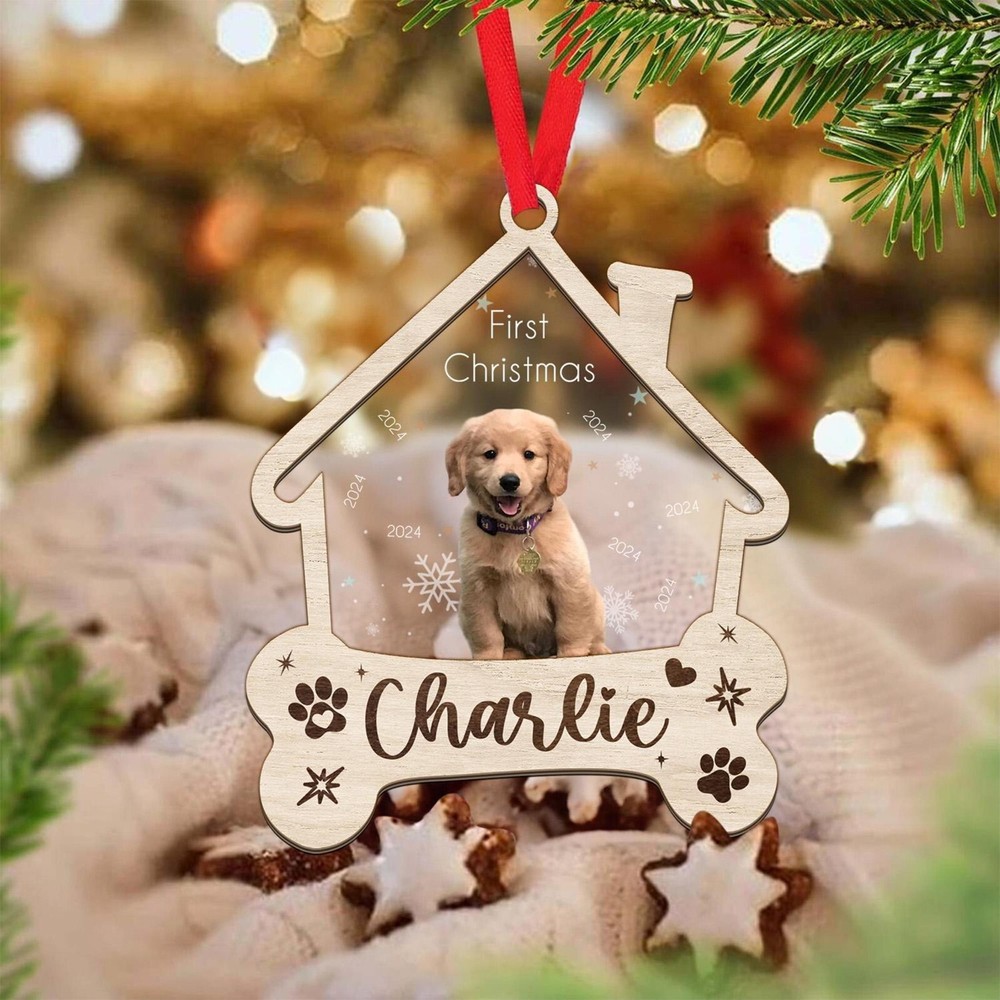 Custom Personalized Puppy Picture Ornament - Christmas Dog Gift-image