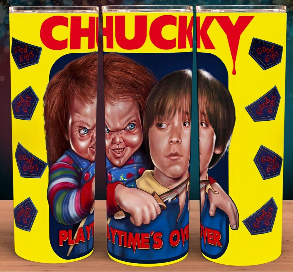 Chucky Playtimes Over Child's Play Cup Mug Tumbler 20oz with lid and straw