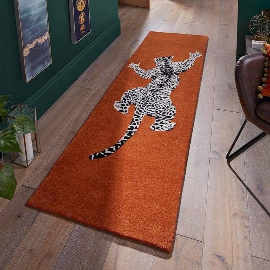 LEOPARD RUNNER RUG ,2X6 RUNNER RUG, JAGUAR RUNNER RUG, MODERN ANIMAL RUNNER RUG