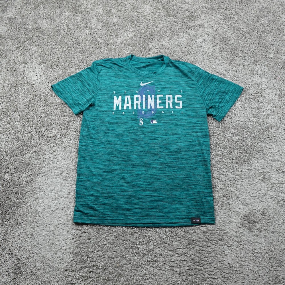 Seattle Mariners Shirt Mens Large Center Swoosh Nike MLB Long Sleeve Performance