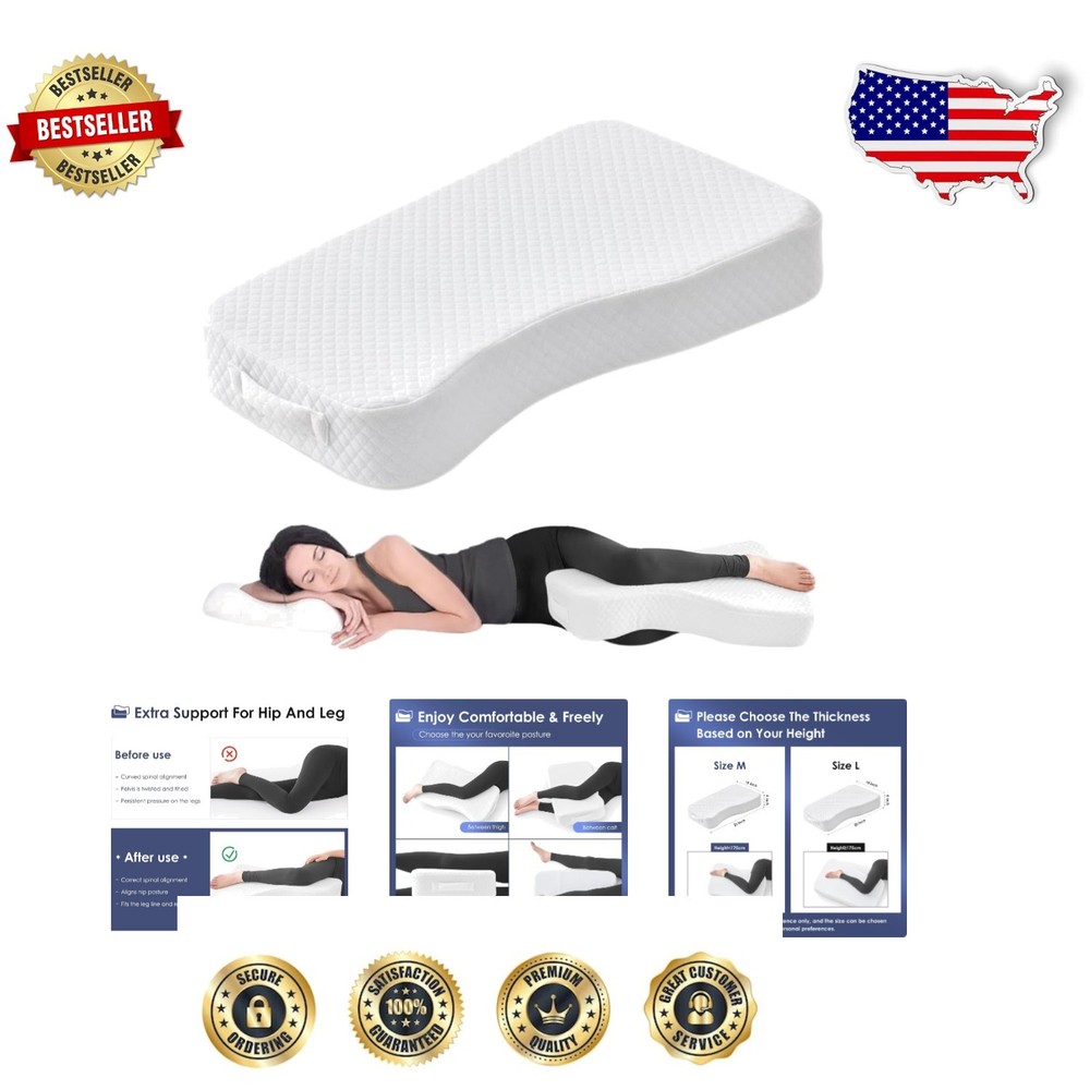 Memory Foam Knee Pillow for Side Sleepers - Pain Relief & Spine Support