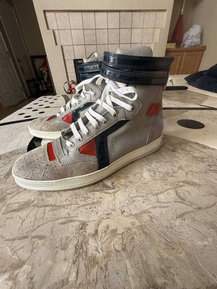 Dior Gray Leather Suede High Top Sneakers Made in Italy Size 45/12