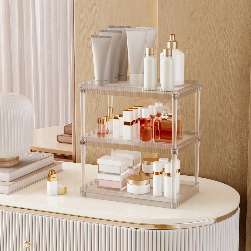 Lumijoy 3-Tier Makeup Organizer Shelf for Vanity Storage and Display