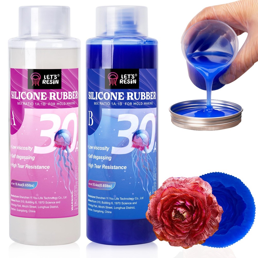 Silicone Molds Making Kit 30A, Blue Silicone for Making 2 Part Molds, Liquid ...